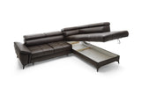 MOCCA L BLACK NATURAL LEATHER CORNER SOFA WITH SLEEP FUNCTION AND STORAGE