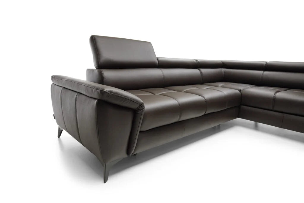 MOCCA L GENERAL LEATHER CORNER SOFA WITH SLEEP FUNCTION AND STORAGE