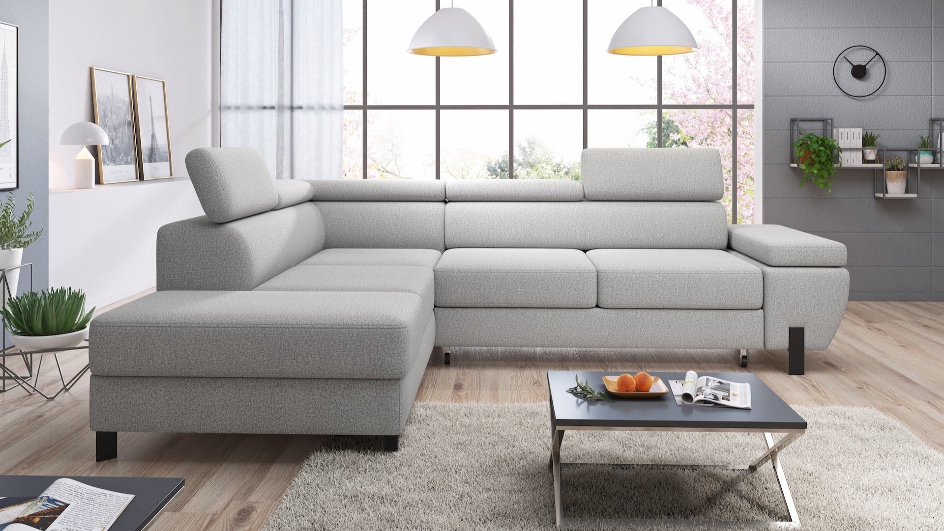 Molina L corner sofa bed with storage