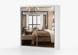 MULTI II - Wardrobe with Sliding Doors and 2 Mirrors White with Mirror 203 cm x 218 cm
