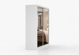 MULTI II - Wardrobe with Sliding Doors 203 cm x 218 cm side image White with Mirror