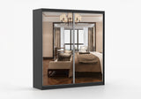 Black with Mirror MULTI II Wardrobe with Sliding Doors 203 cm x 218 cm