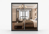 MULTI II Black with Mirror Wardrobe with 2 Sliding Doors 203 cm x 218 cm