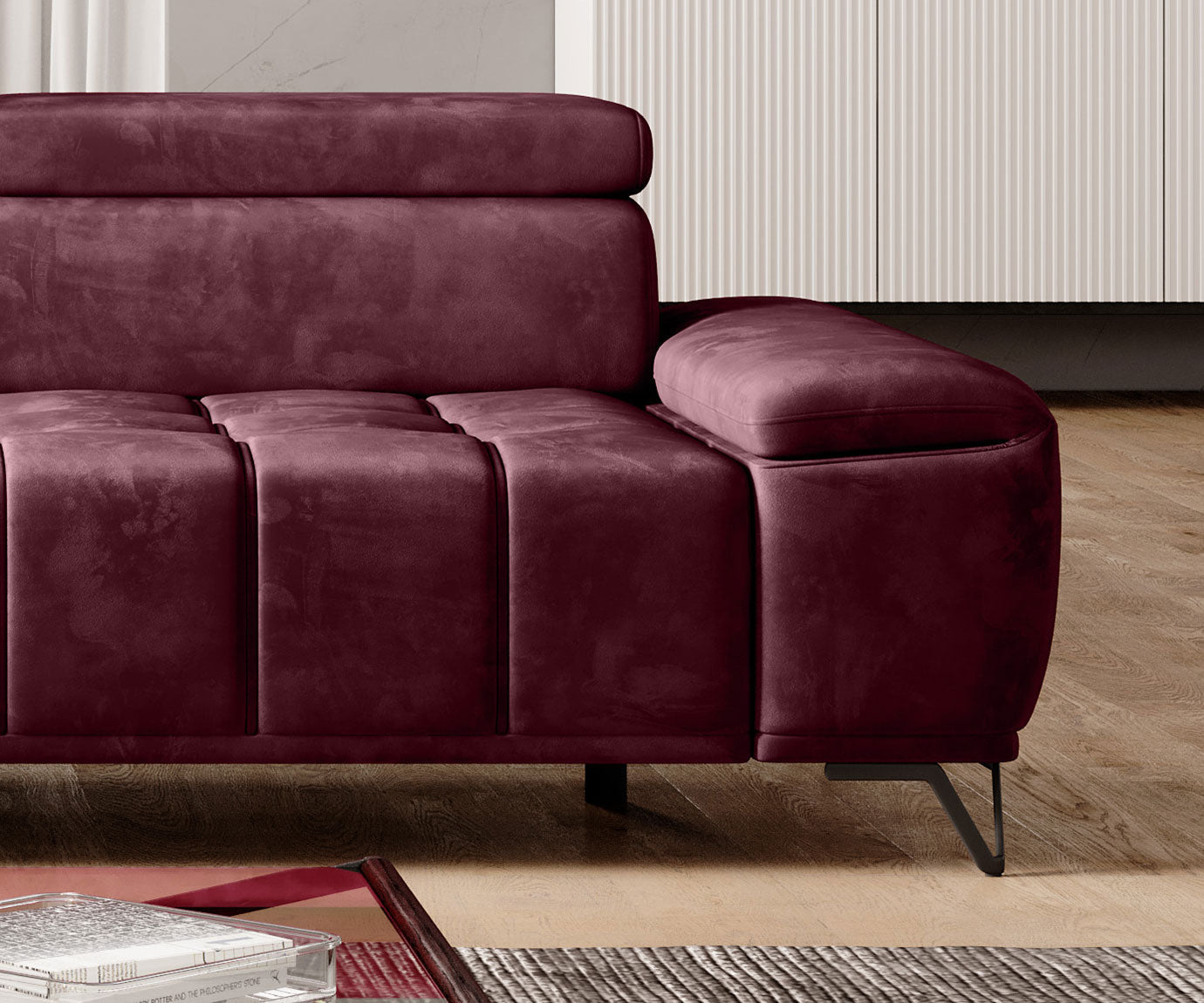 PALLADIO SOFA S3E FABRIC VELVET 3 SEATER SOFA WITH ELECTRIC SEAT ADJUSTMENT