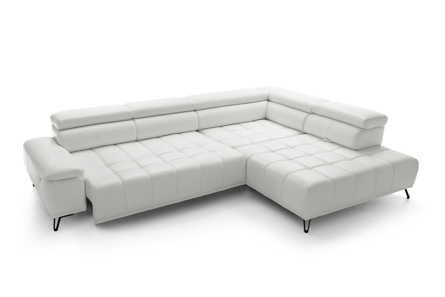 PALLADIO L NATURAL LEATHER CORNER SOFA WITH ELECTRIC SEAT ADJUSTMENT