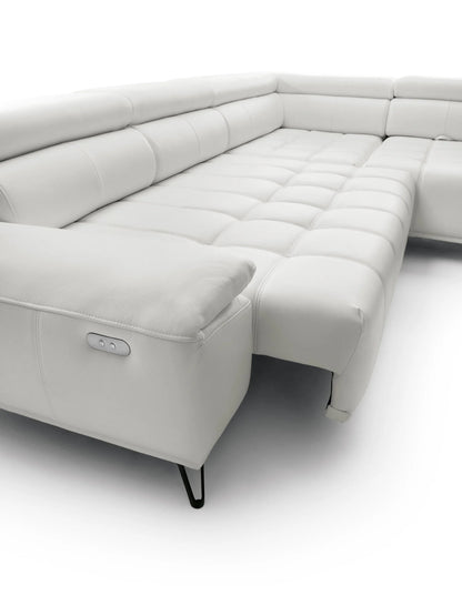 PALLADIO L NATURAL LEATHER CORNER SOFA WITH ELECTRIC SEAT ADJUSTMENT