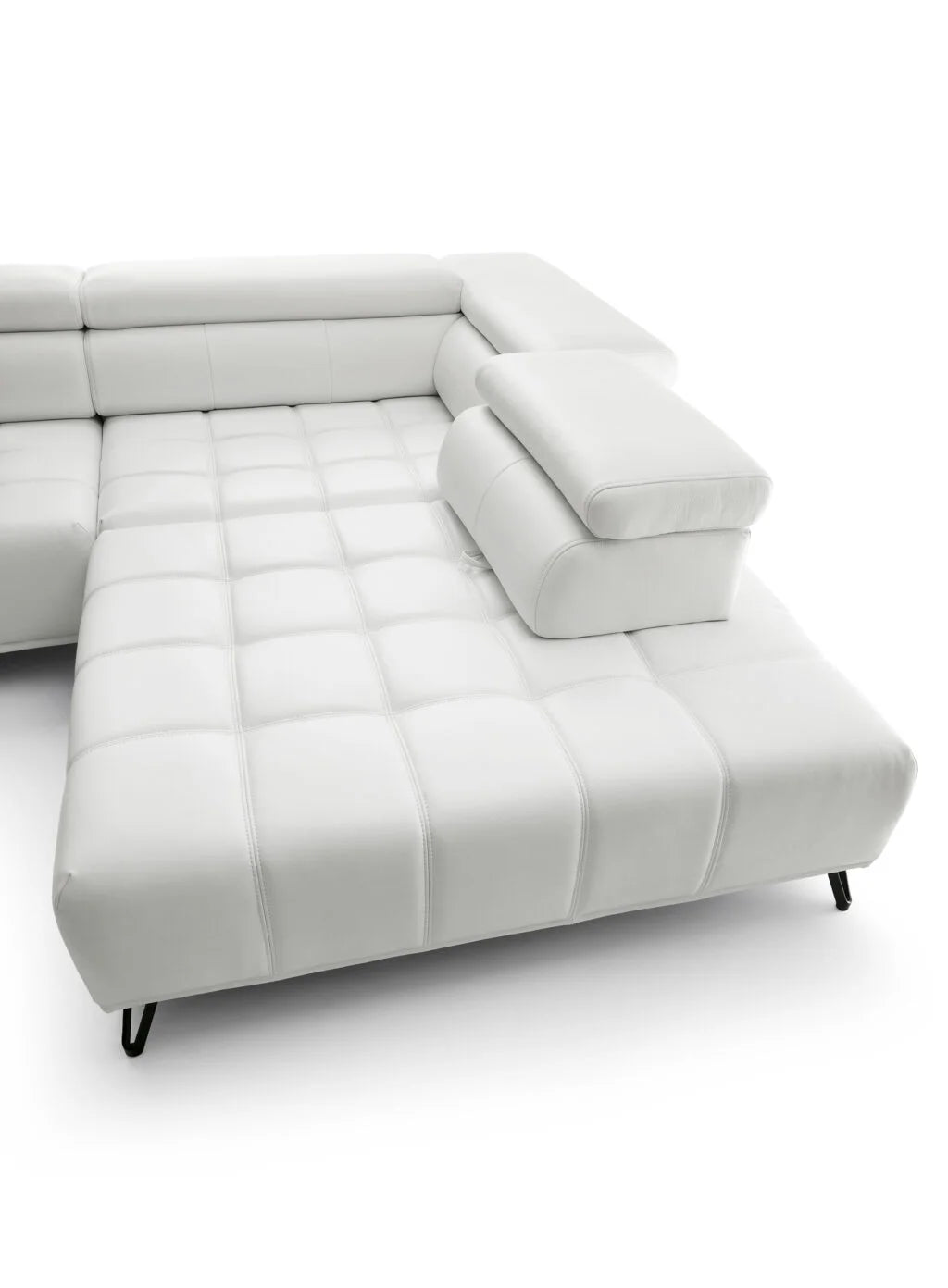 PALLADIO L NATURAL LEATHER CORNER SOFA WITH ELECTRIC SEAT ADJUSTMENT