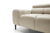 PLAZA SOFA 2E 2 SEATER BEIGE LEATHER SOFA WITH ELECTRIC SEAT ADJUSTMENT CLOSE UP IMAGE