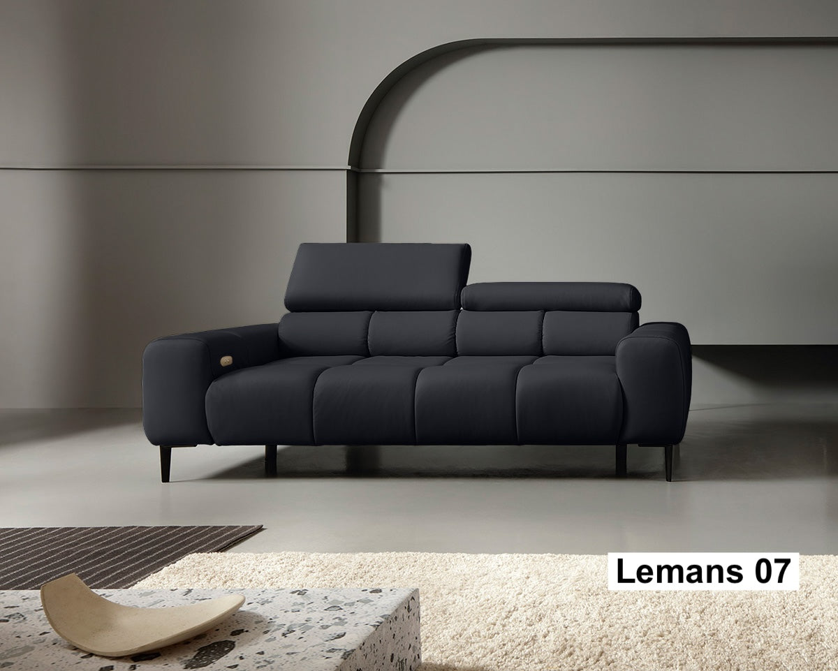 PLAZA SOFA 2E 2 SEATER BLACK NATURAL LEATHER WITH ELECTRIC SEAT ADJUSTMENT