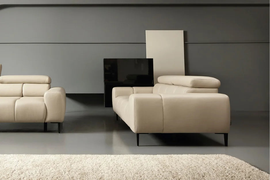 PLAZA SOFA 2E 2 SEATER CREAM LEATHER WITH ELECTRIC SEAT ADJUSTMENT