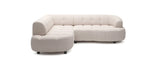 Beige sectional sofa VELPA L with electric seat adjustment, on a white background
