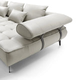 SELEDO XL Large U-Shaped Genuine Leather Corner Sofa with Electrically Extendable Seat close up leather imaage