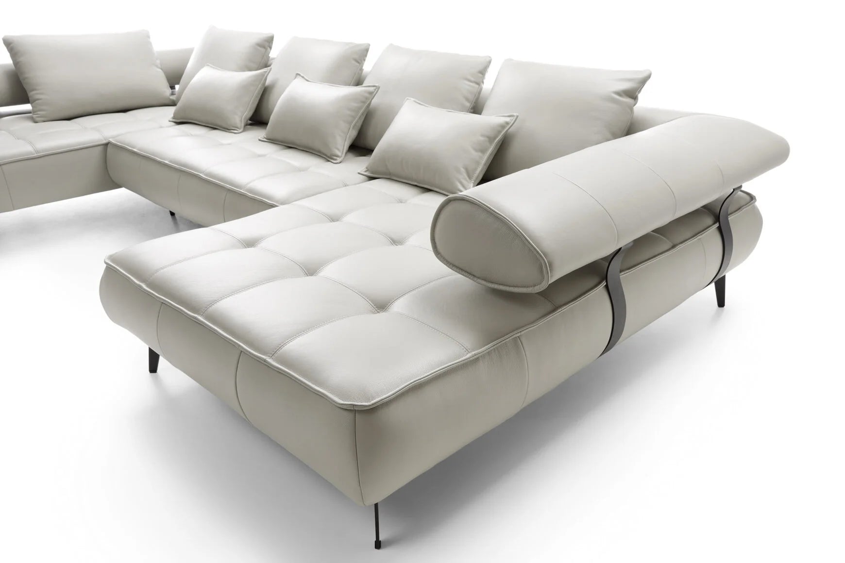 SELEDO XL Large U-Shaped Genuine Leather Corner Sofa with Electrically Extendable Seat side image