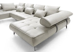 SELEDO XL Large U-Shaped Genuine Leather Corner Sofa with Electrically Extendable Seat side image