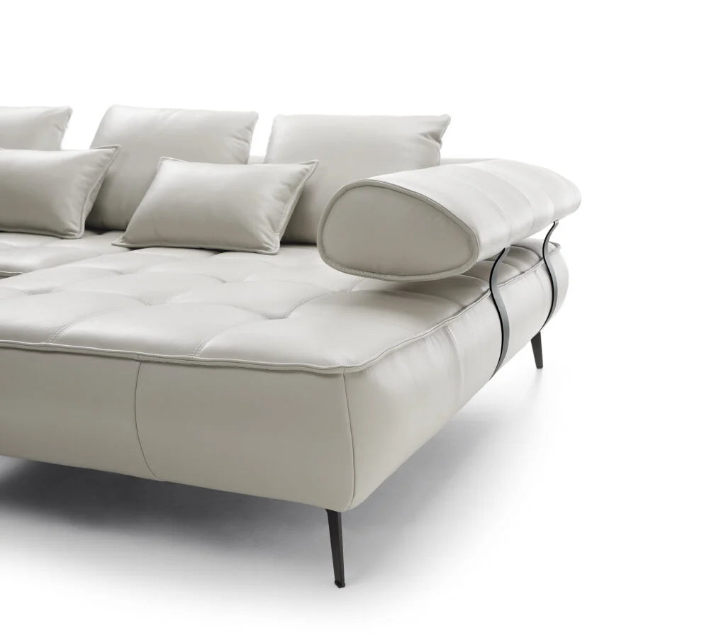 SELEDO XL Large U-Shaped Genuine Leather Corner Sofa with Electrically Extendable Seat image of corner sofa stitches