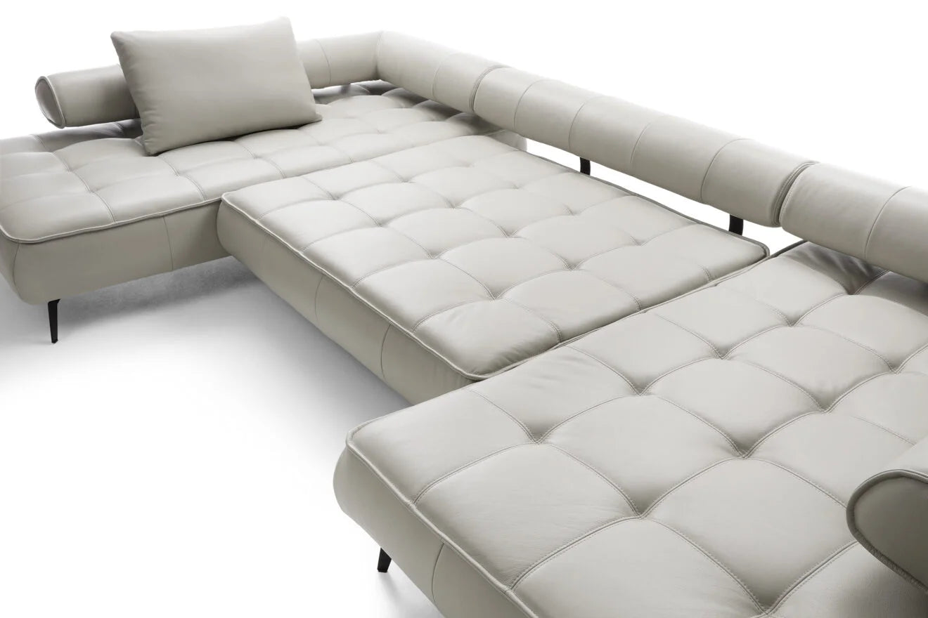 SELEDO XL Large U-Shaped Genuine Leather Corner Sofa with Electrically Extendable Seat close image