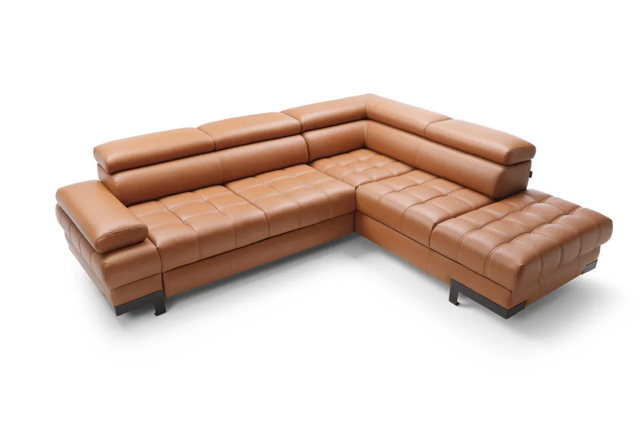SELVA L LEATHER CORNER SOFA BED