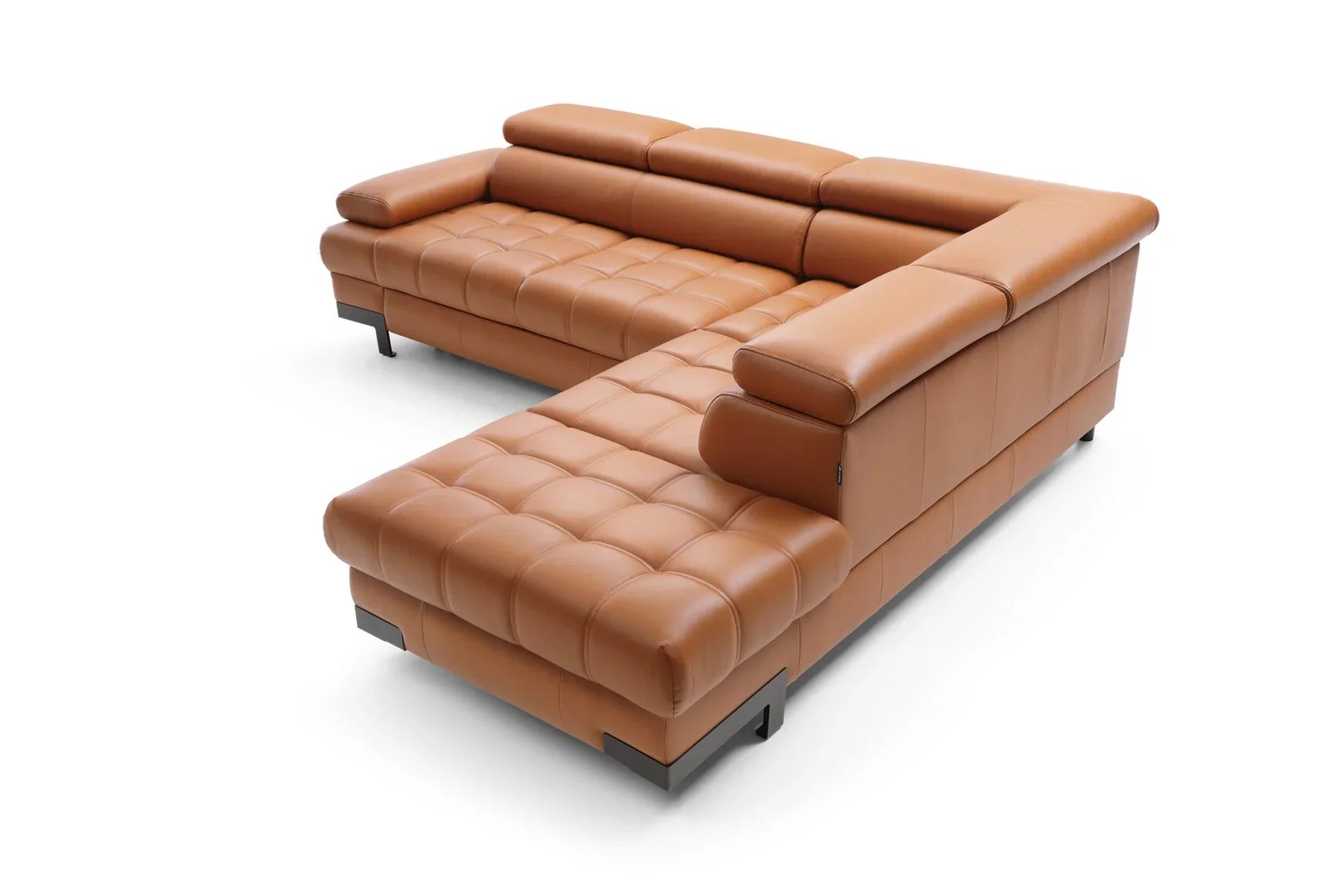 SELVA L LEATHER CORNER SOFA BACK IMAGE