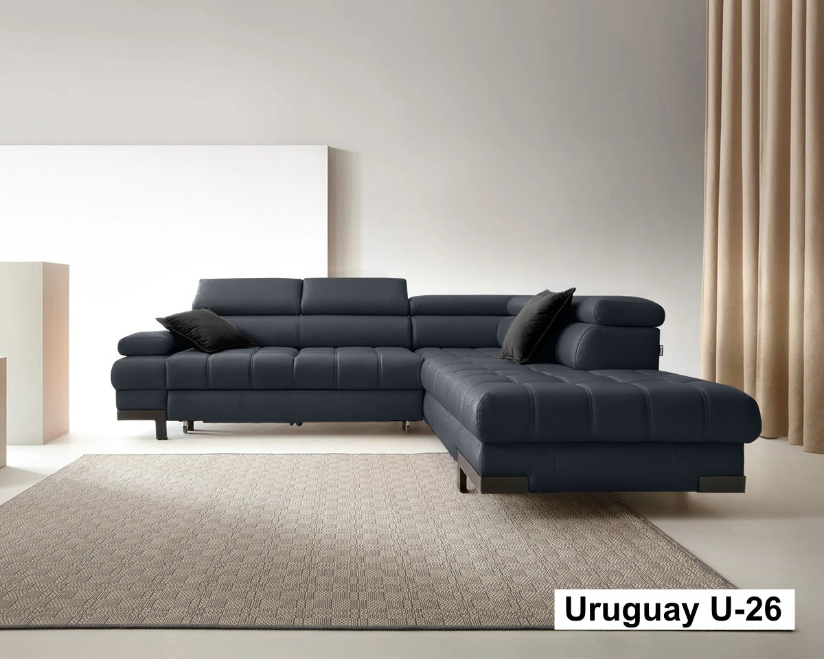 SELVA L BROWN LEATHER CORNER SOFA