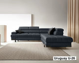 SELVA L BROWN LEATHER CORNER SOFA