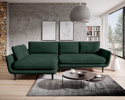 SOLANO BLACK CORNER SOFA WITH SLEEP FUNCTION AND STORAGE | ANDORA