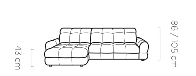 TOLLO S Left Hand Facing Power Chaise Corner Sofa Storage with Motorised Seat Extension dimension image