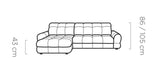 TOLLO S Left Hand Facing Power Chaise Corner Sofa Storage with Motorised Seat Extension dimension image