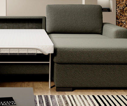 VANILLA L 140 Corner Sofa with Sleep Function, Mattress & Storage