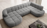 VELPA XL Large U-Shape Gray sectional corner sofa in a living room setting with a coffee table.