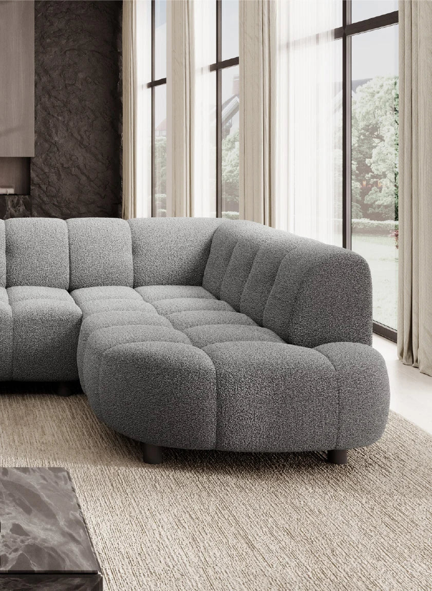 Gray VELPA XL Large U-Shape sectional corner sofa in a room with large windows