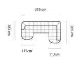 Dimensions of a U-shaped VELPA XL Large U-Shape CORNER sofa