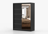 VISTA 05 150cm x 200 cm - Wardrobe with 2 Sliding Doors Black with Mirror