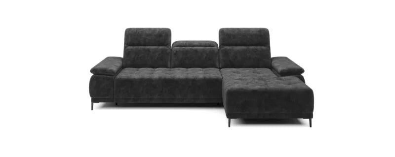 FOCUS XL BLACK U Shape Corner Sofa with electric seat depth regulation WHITE BACK IMAGE
