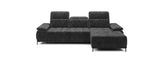 FOCUS XL BLACK U Shape Corner Sofa with electric seat depth regulation WHITE BACK IMAGE