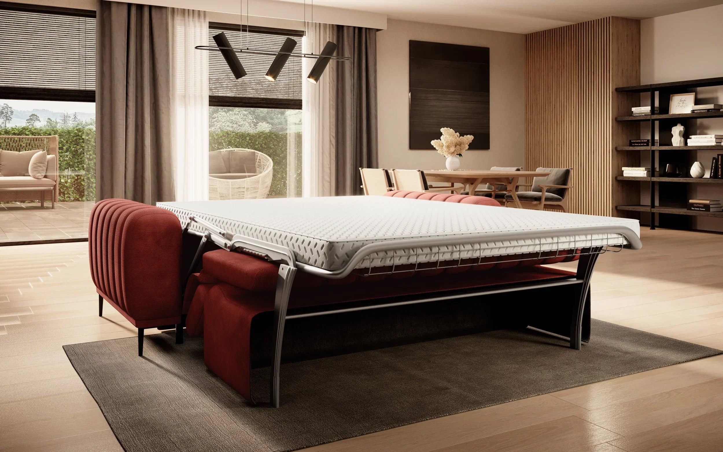GANDI S 160 SOFA WITH SLEEP FUNCTION AND MATTRESS 160x200cm BED IMAGE
