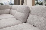 Cream GALLANO L - Corner Sofa Bed with Ottoman Storage