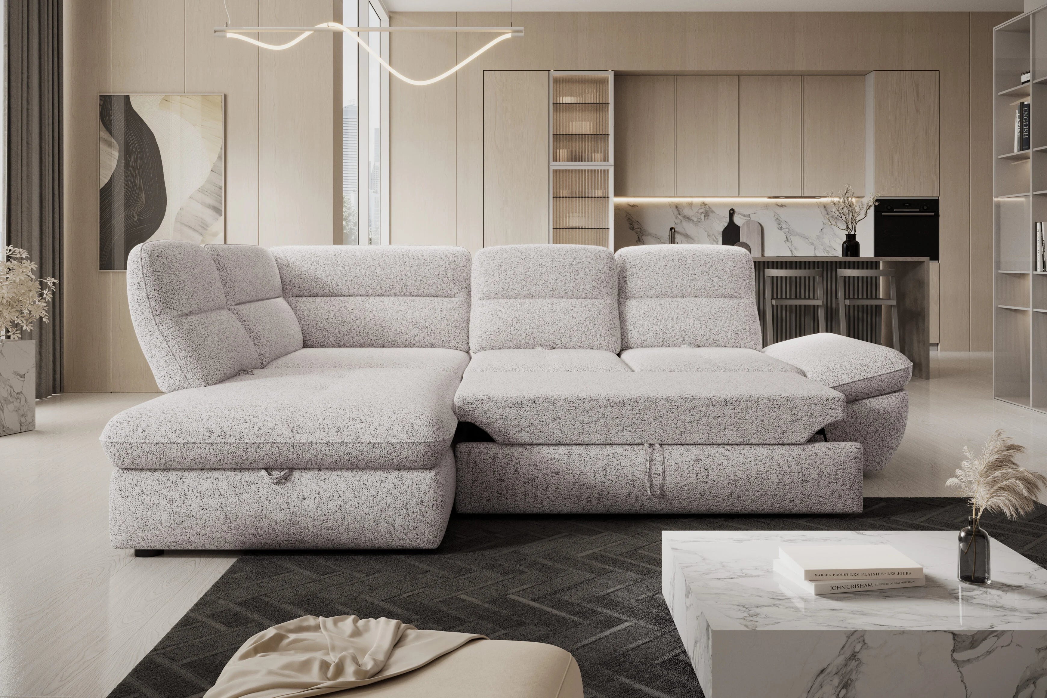 GALLANO L - L shape Sofa Bed with Ottoman Storage