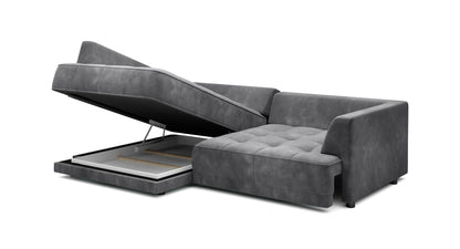 TIGA S Fabric Corner Sofa with Pillow Back, Electric Seat & Storage