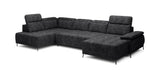 FOCUS XL Brown U Shaped Corner Sofa with electric seat depth regulation