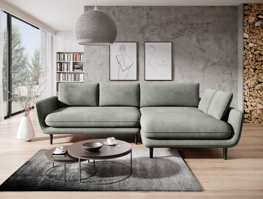 SOLANO GREYCORNER SOFA WITH SLEEP FUNCTION AND STORAGE | ANDORA