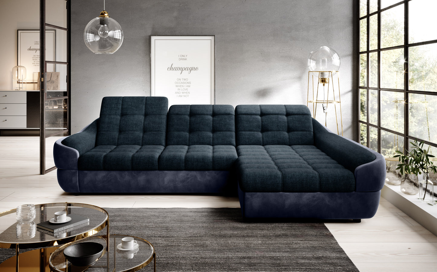 INFINITY S Fabric Chaise Sofa Bed with Storage