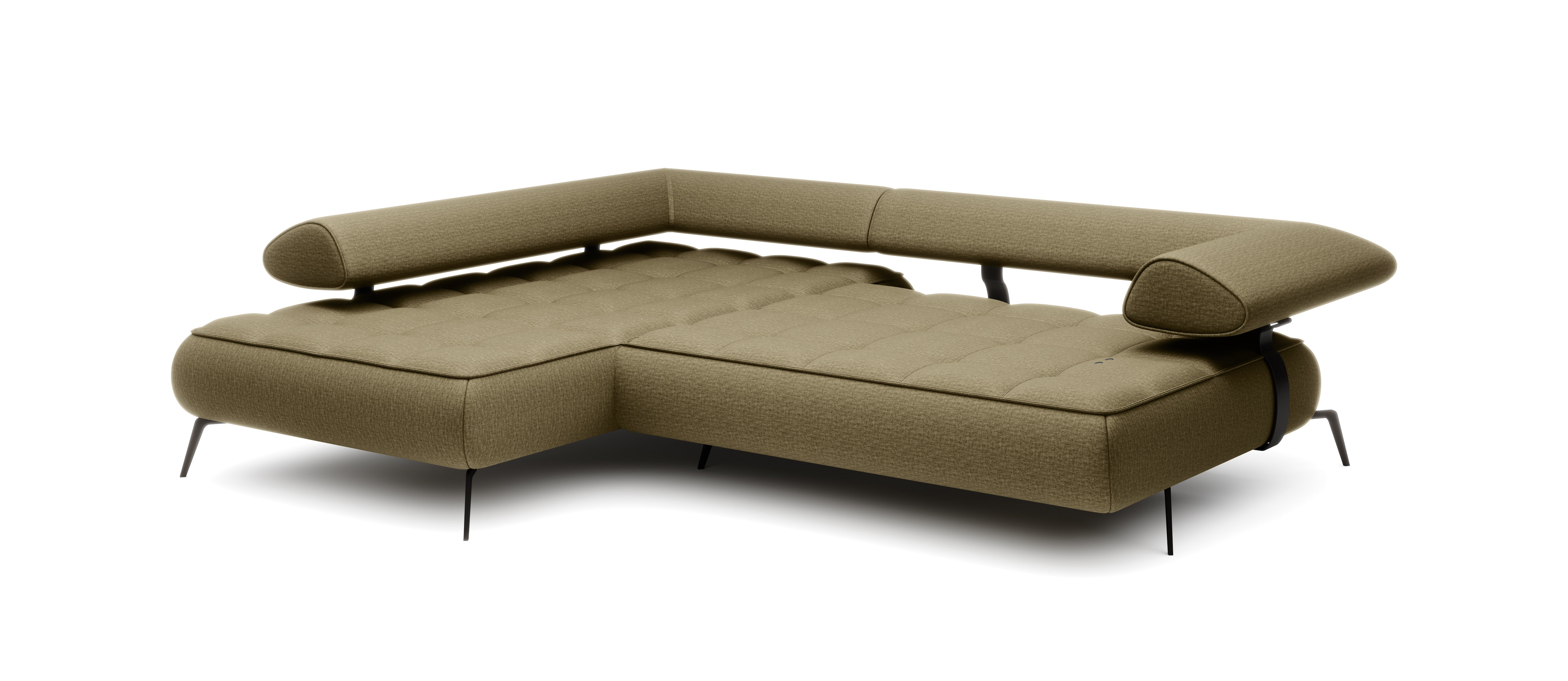 SELEDO L Corner Sofa Bed with Electrically Extendable Seat white back image