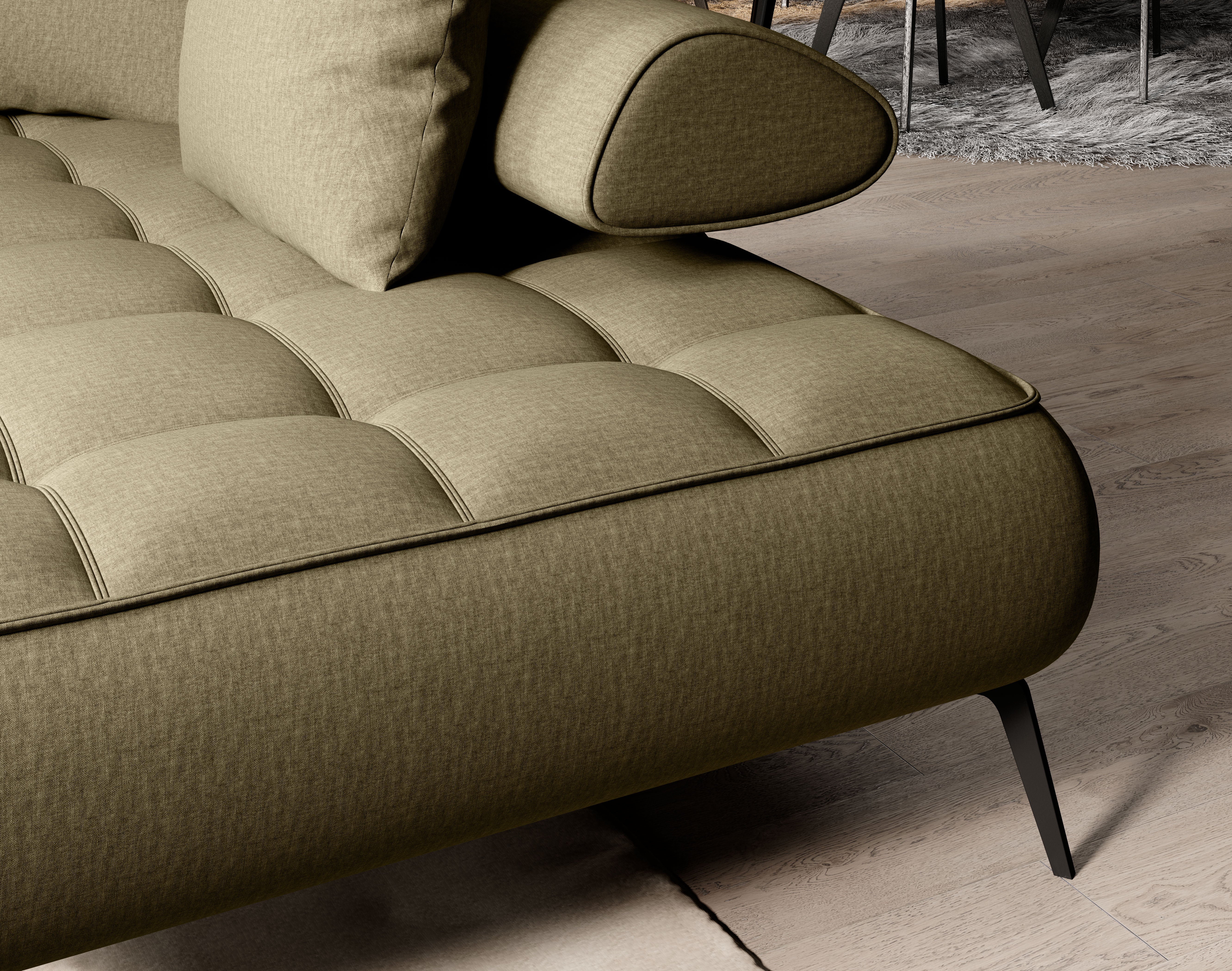 SELEDO L Corner Sofa Bed with Electrically Extendable Seat close up image