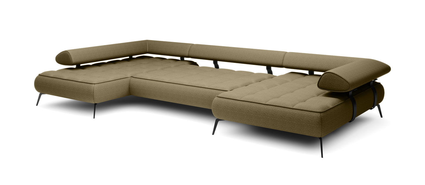 SELEDO XL BROWN CU SHAPED SOFA WITH ELECTRIC SEAT ADJUSTMENT