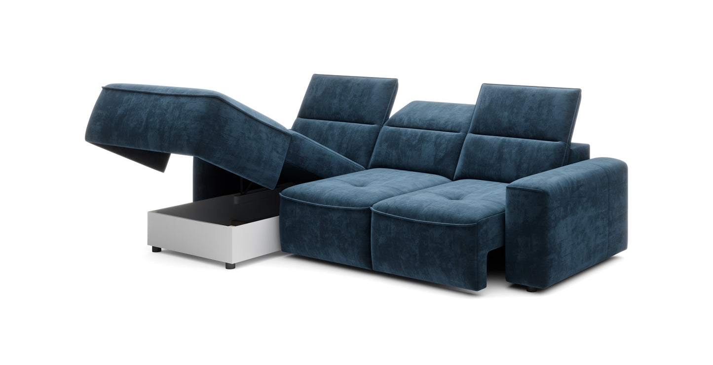 COLOMBO S Chaise Corner Sofa with Automatic Seat Depth Regulation 