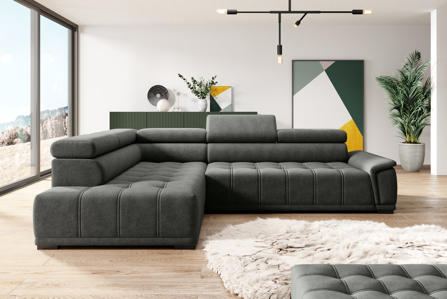 GREMIO corner sofa with electrically extendable seat