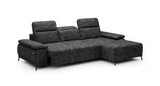 FOCUS S Grey Fabric Corner Sofa with Electrically Extendable Seat
