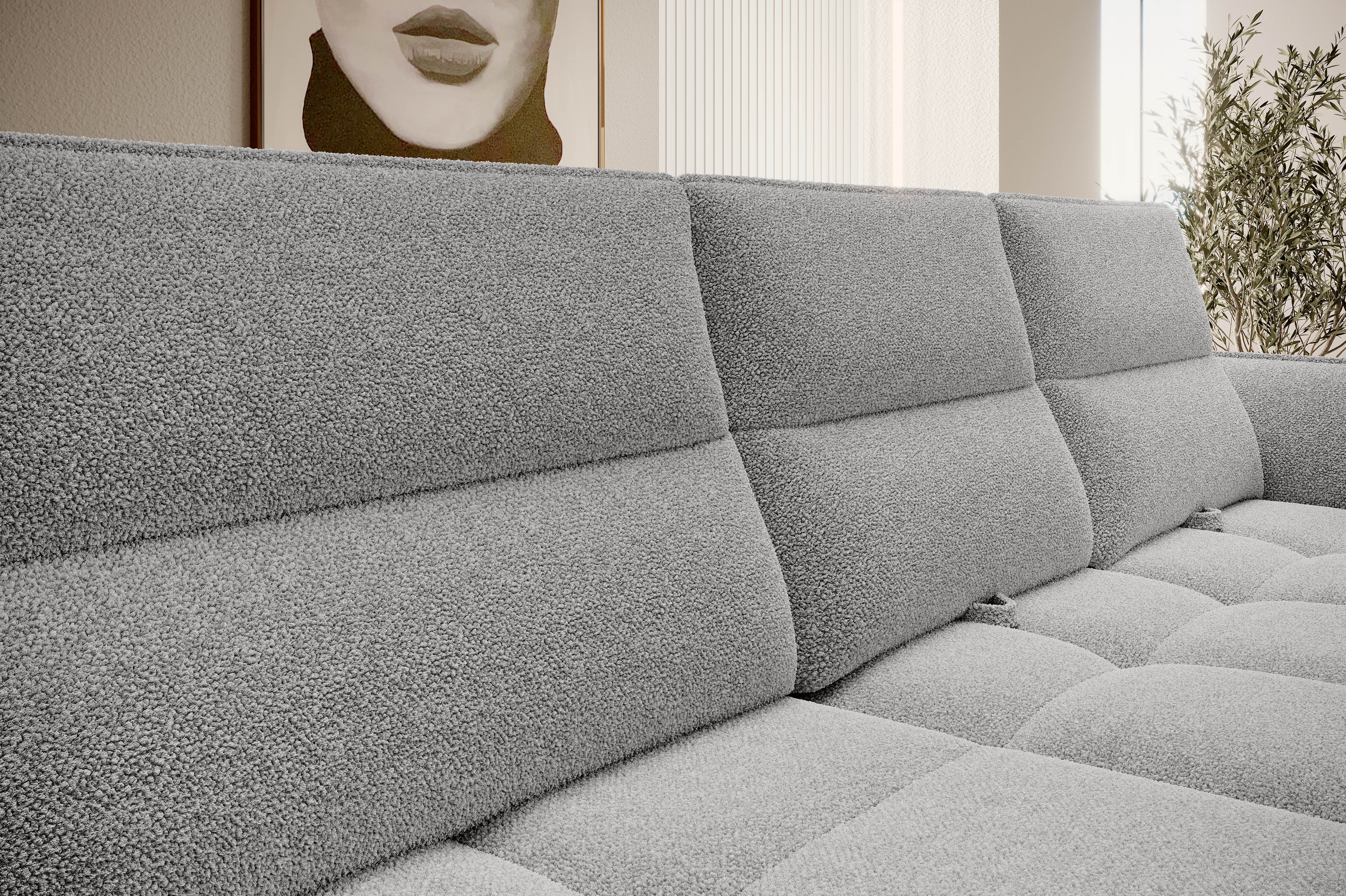 CAMPINA S Grey Corner Sofa Fabric Closeup Image