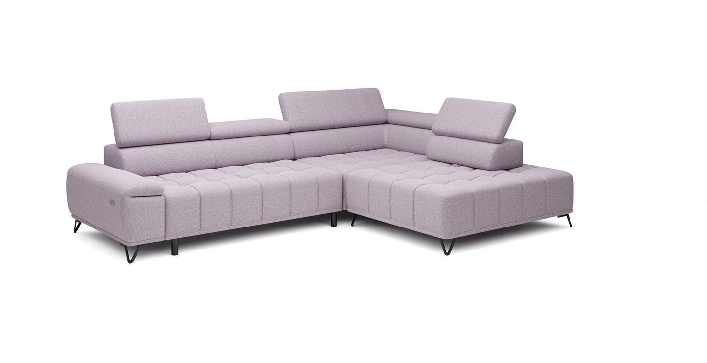 PALLADIO L NATURAL LEATHER CORNER SOFA WITH ELECTRIC SEAT ADJUSTMENT