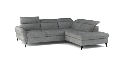 Allesio L Right Corner Sofa in soft fabric with cozy storage ottoma